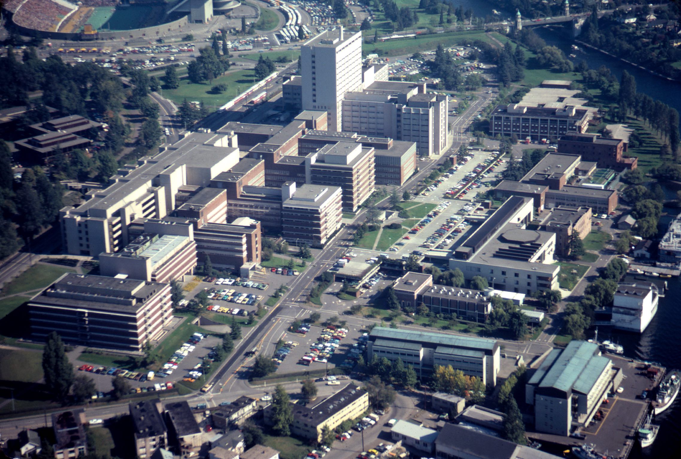 An arial view of the University of Washington Medical Center