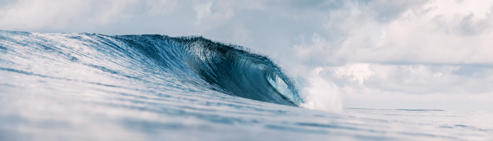 Stock photo of surfing wave in Tahiti