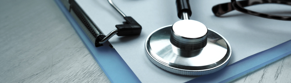 stock photo of a stethoscope and a clipboard