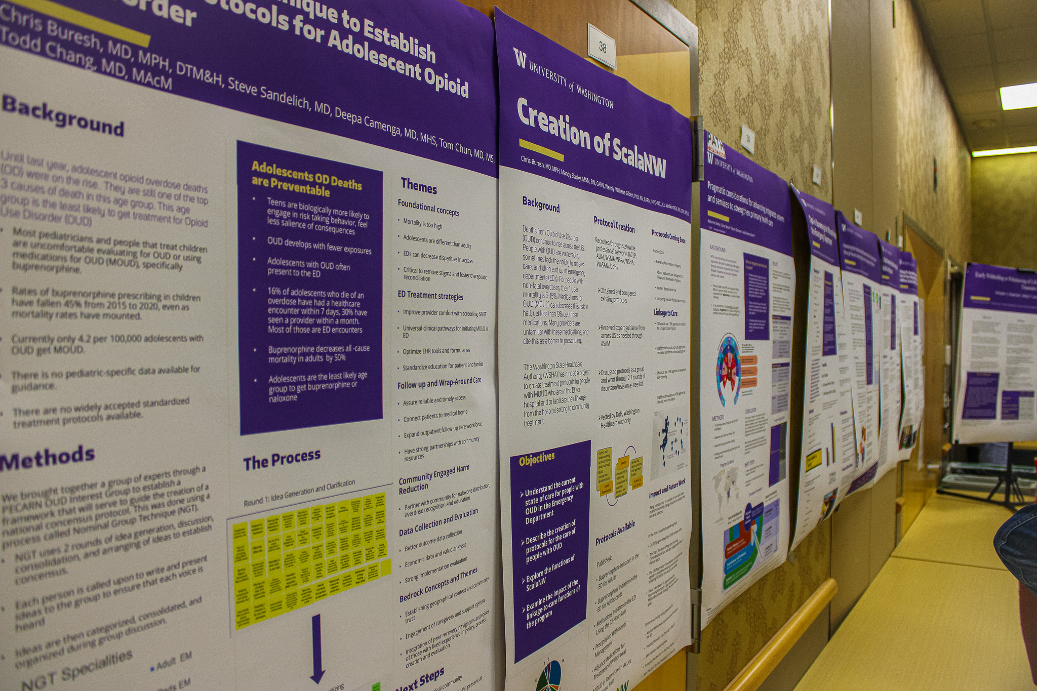 Research posters on display.