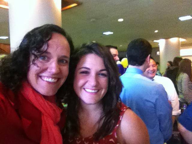 Jamie Shandro, MD, (left) smiling during Match Day celebrations with Dr. Marlee Hahn, former UW medical student and EM resident.