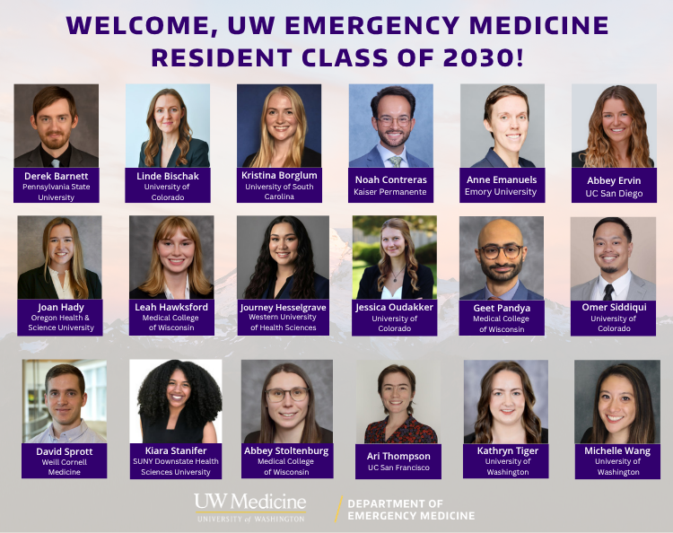 Headshots of the new EM residents