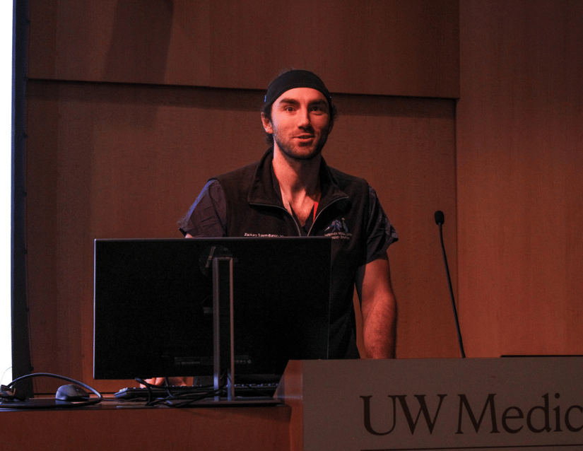 Dr. Zach Salem-Bango presents during the research showcase