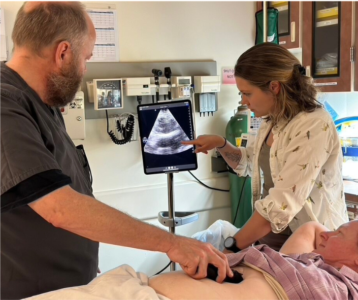 Dr. Sarah Gartner performing an ultrasound.